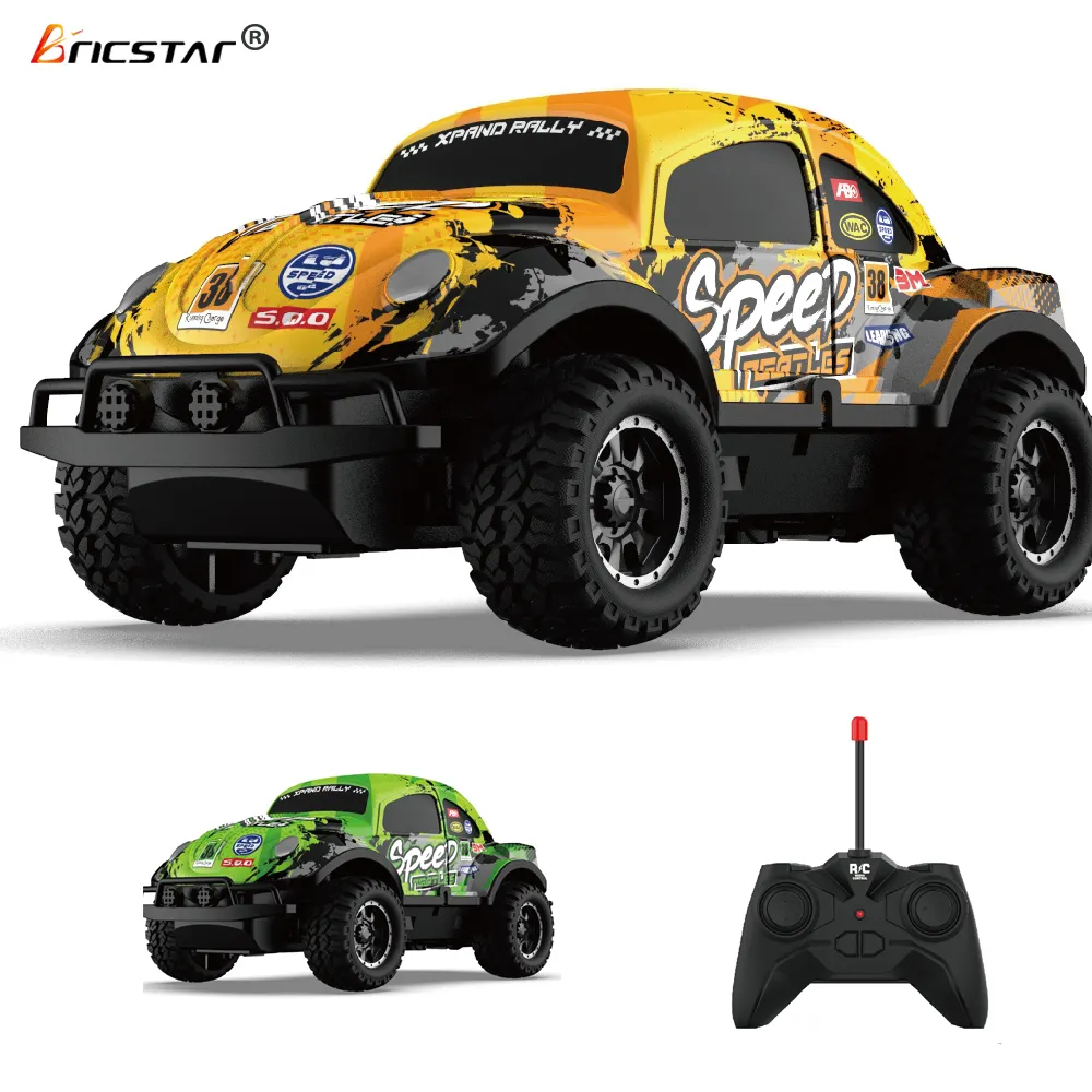 Bricstar hot sale rubber tire 27 Mhz rc vehicle model toy 1:24 children luminous off-road remote control toys car with led light