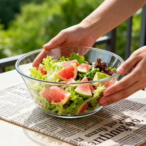 Ciotola per Insalata in Vetro per Uso Domestico, Ciotole Trasparenti per Insalata da Cucina, Ciotola per Mescolare in Vetro in Vendita - Product Image 5