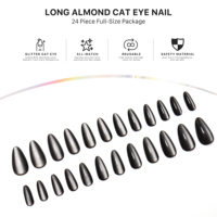 AIERFEI – Faux ongles à presser en gros, 24 pièces, longs, forme amande, effet œil de chat de luxe, prêts à porter pour soirée, lot en vrac, fournisseur