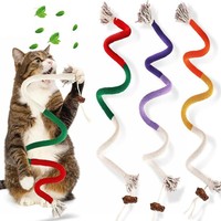 Mainan Gigitan Kucing dari Tali Katun - Menghibur Diri Sendiri, Mengatasi Kebosanan, Tenang, Tahan Gigitan, Membersihkan Gigi, Sangat Elastis, Sederhana