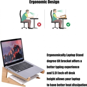 Support pour ordinateur portable en bambou de qualité supérieure, support pour ordinateur portable en bois détachable, support portable pour ordinateur, support ergonomique pour bureau - Product Image 5
