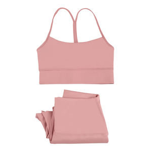 Conjunto de yoga para mujer, sujetador deportivo rosa y leggings, ropa de yoga para entrenamiento de alta intensidad, fitness, correr y entrenamiento. - Product Image 1