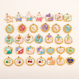 Caiooche quyến rũ nóng vườn loạt DIY thép không gỉ Mặt dây chuyền PVD mạ vàng sơn dầu tráng men Mặt dây chuyền đối với trang sức làm - Product Image 2