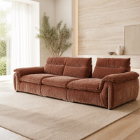 Ensemble de canapés contemporains avec dossier réglable, style italien vintage minimaliste en tissu chenille