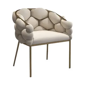 Diseño moderno sedie da Pranzo Cómodo respaldo terciopelo Beige Tufted sillón terciopelo manicura maquillaje espera sillas de comedor