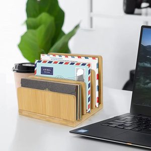 Organizador de escritorio de bambú de 3 niveles para oficina, hogar, estudio, soporte para documentos. - Product Image 1