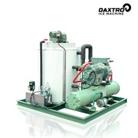 Machine à glace en paillettes industrielle de 5 tonnes, refroidie par eau, conviviale, robuste et intelligente pour la présentation de fruits de mer, la vente au détail et les marchés de poisson
