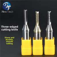 TCT alat pemotong tiga bilah untuk MDF kayu lapis logam paduan Router Bit CNC mesin ukir kustom ODM untuk pengeboran Slot