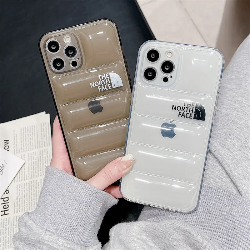 Transparante Lucht Donsjack Vorm Soft Touch Telefoon Case Voor Iphone 13 12 11 Pro Xs Max Xr X Fashion merk Puffer Cover