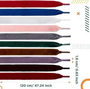 Mode coloré 1.5 CM largeur 10 couleurs 120 cm longs lacets de chaussures en velours lacets plats pour femmes filles baskets - Product Image 2