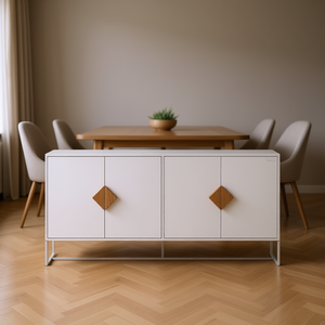 Aparador moderno con 4 puertas, diseño con tiradores de madera, mueble de almacenamiento para comedor. - Product Image 2