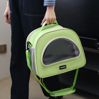 Sac de transport souple pour animaux de compagnie avec fenêtre transparente arquée, sac de voyage pour chat et chien à dôme supérieur avec ventilation en maille, sac à main portable rose