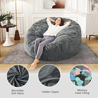 Poufs pour adultes géant convertible pouf lit micro-fibre couverture mousse rempli sol canapé canapé plein charbon de bois pour