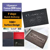 Tapis d'entrée extérieur moderne en velours polyester gaufré, antidérapant et lavable, avec logo personnalisé