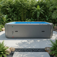Extragroßer Rechteckiger Aufblasbarer PVC-Pool 20cm Dicke Drop-Stitch-Technologie Langlebiger Familien-Gartenpool Mit Abdeckung Handpumpe