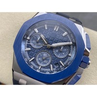 Montre mécanique étanche de qualité supérieure, fabriquée en usine, 43 mm, cadran bleu de plongée, épaisseur 14,4 mm, titane