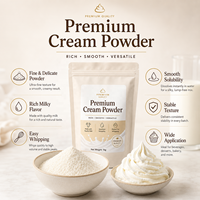 Poudre de Crème LongBio 55% Matière Grasse Lactée Qualité Alimentaire Ingrédient Laitier Lyophilisé pour Boulangerie Chocolat Crème Glacée Boissons Café Fourniture OEM
