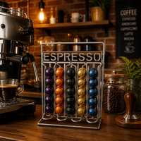 Support à capsules de café Cactus, 52 compartiments, double face, rotatif, en métal, organiseur de capsules de café, support de rangement pour capsules Nespresso, comptoir