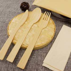 Juego <span class=keywords><strong>de</strong></span> Cubiertos <span class=keywords><strong>de</strong></span> Bambú Reutilizables para Viajes, Almuerzos y Uso Diario, Tenedor, Cuchara y Cuchillo, Comida para Llevar, Catering y Fiestas - Product Image 1