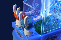 Machine de jeu de tir à l'eau sans fil à pièces d'intérieur à jet de deux personnes anglais japonais Support pour le thème d'amusement des enfants