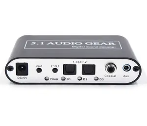 5.1 Audio Rush Digital Sound Decoder Converter - Optical SPDIFCoaxial To 5.1CH Analog Audio 6RCA Output