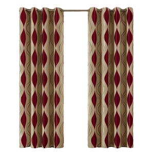 JA 52\" X 84\" Rideaux de fenêtre à œillets en jacquard bordeaux <span class=keywords><strong>beige</strong></span> Ensemble de 2 Rideaux occultants pour chambre à coucher Salon - Product Image 2