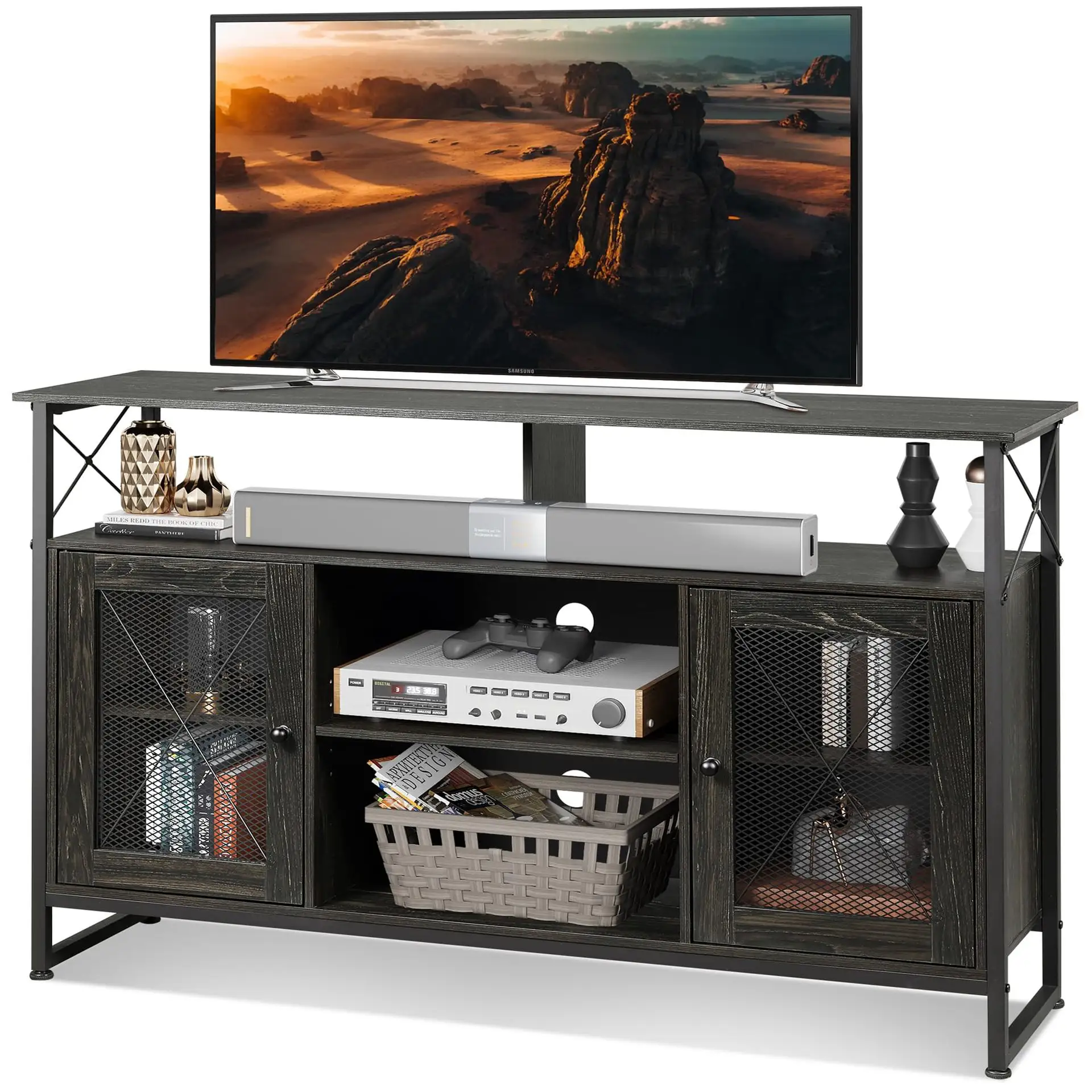 Modern Home Furniture Vintage TV Units Modern American Style TV Entertainment Cabinet for Storage
