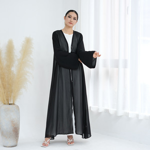 Jalabiya noire transparente à la mode 2025, robe islamique pour femmes adultes, robe ample élégante et modeste - Product Image 1