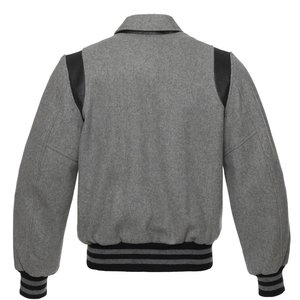 Retro heren zwart grijs honkbal wollen leren streetwear jassen windjack losse jas casual varsity jacks - Product Image 6