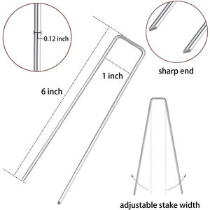 Heavy Duty Galvanized Steel U-Shaped Ground Nails Rust-Resistant Landscape Staples for Weed Barrier <b>Garden</b> Farm Use - Product Image 6