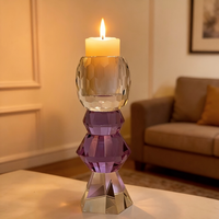 Porte-bougie en cristal dégradé violet, cadeau pour mariage ou fête
