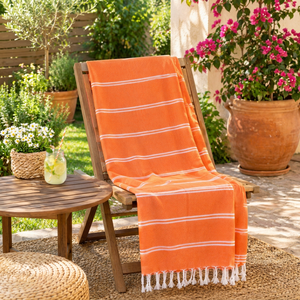 Serviette Fouta en coton uni avec franges, motif tissé traditionnel, durable et écologique pour la maison - Product Image 1