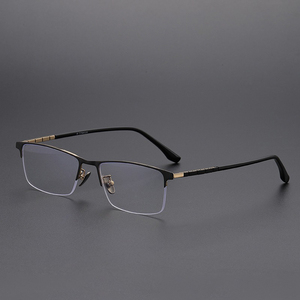 Lunettes à monture optique à demi-jante <span class=keywords><strong>en</strong></span> titane pur pour hommes, commandez des <span class=keywords><strong>verres</strong></span> de prescription photochromiques <span class=keywords><strong>progressifs</strong></span> <span class=keywords><strong>en</strong></span> <span class=keywords><strong>ligne</strong></span> - Product Image 3
