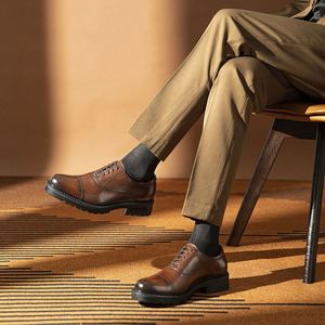 High Quality Hot New Style Formal Wedding Office Genuine Cow Leather Lightweight Breathable Anti-Slip Lace-Up <b>Pointed</b> Toe - Product Image 1