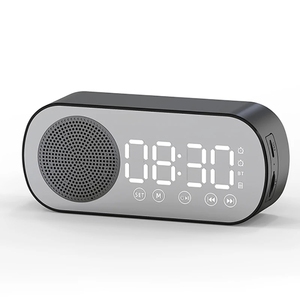 Reloj <span class=keywords><strong>Despertador</strong></span> Inalámbrico Silencioso con Altavoz, Soporte para Tarjeta de Memoria USB, Espejo LED, Pantalla Digital FM Grande para <span class=keywords><strong>Computadora</strong></span> y Hogar - Product Image 1