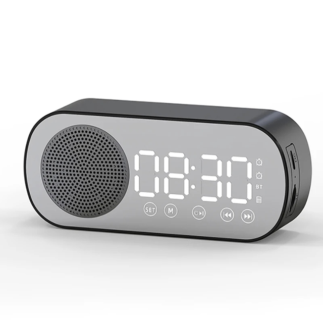 Quiet Wireless for Speaker Alarm Clock USB Memory Card Support LED Mirror Digital FM Large Display for Computer Living