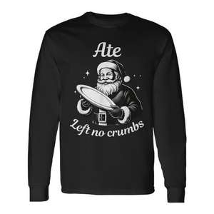 T-shirt à manches longues avec motif Ate Left No Crumbs Santa Christmas Meme - Product Image 1