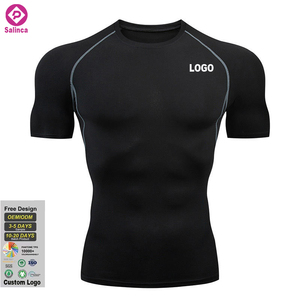 <span class=keywords><strong>T</strong></span>-shirts de Compression de Course pour Hommes à Logo Personnalisé, Séchage Rapide, Sportswear de Fitness, Maillot de Sport à Manches Courtes - Product Image 1