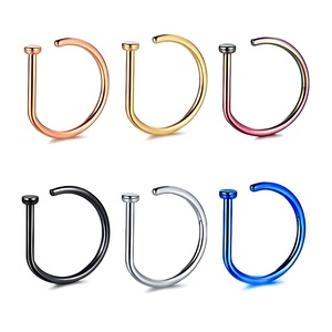 Anneaux de nez en forme de D Hoop Septum <span class=keywords><strong>Piercing</strong></span> Bar Pin Acier chirurgical Goujons de nez <span class=keywords><strong>Helix</strong></span> <span class=keywords><strong>Piercing</strong></span> Bijoux - Product Image 3