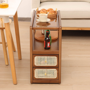Simple Wooden <b>Sideboard</b> With Glass Top And <b>Storage</b> Drawers For Kitchen Living Room - Product Image 3