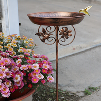 Mangeoires et abreuvoirs décoratifs en fer forgé pour oiseaux, à planter dans le jardin extérieur