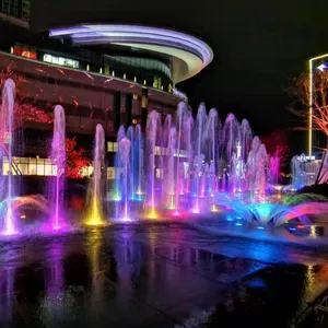 Outdoor Music Fountains Square Outdoor Water Feature Led Light Dancing Bubble Fountain Music