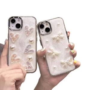 3D brillo estrellas amor corazón teléfono caso para <span class=keywords><strong>iPhone</strong></span> 16 15 14 13 12 11 Pro Max XS Max XR <span class=keywords><strong>7</strong></span> <span class=keywords><strong>8</strong></span> <span class=keywords><strong>Plus</strong></span> lindo claro suave contraportada - Product Image 3