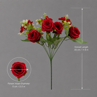 Bouquet de 7 roses artificielles en soie, fleurs artificielles pour la décoration de mariage et les arrangements floraux, vente en gros