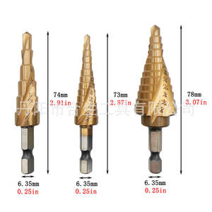 Mr <b>Drill</b> Hexagonal Shank Titanium Plated <b>Step</b> <b>Drill</b> Bit 4241 Steel Metal Drilling Kit 3pc - Product Image 4