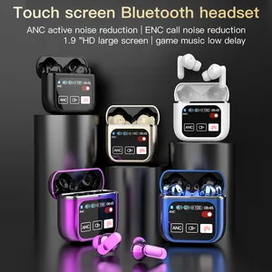 Cyberblue BTV5.4 SE60 ANC earbud nirkabel dengan LCD layar sentuh AAC kodeks V5.3 mikrofon Headset Gaming standar Bluetooth