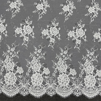 GCWH019884-16 Tissu en Tulle Brodé Floral Perlé Blanc 150CM, Coupe de 3 Mètres pour Robes de Mariée
