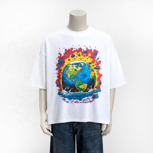 Crew Neck Luxury Heavy Cotton Tshirt <b>Boxes</b> Digital Print Logo White Tshirt - Product Image 2