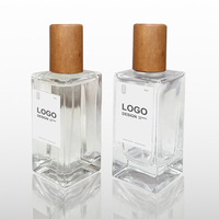Bouteilles de parfum en verre rectangulaires de 50ml et 100ml du fabricant avec bouchon en bois Bouteilles en verre de qualité supérieure