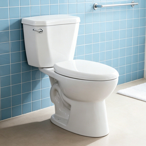 <span class=keywords><strong>WC</strong></span> en céramique deux pièces à poser au sol avec <span class=keywords><strong>double</strong></span> siphon anti-odeurs et anti-gaz pour salle de bain - Product Image 1